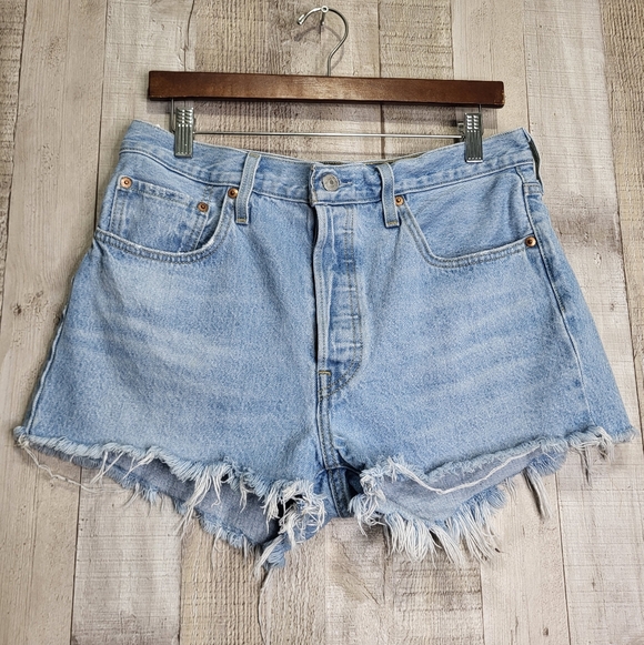 Levi's Pants - Levi's Classic High-Rise Frayed Hem Denim Shorts  Light Blue 31. Button Fly. 501